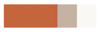 A bathroom colour palette swatch in terracotta, taupe, and off-white.