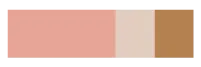 "Soft pink with warm metals" colour palette swatch in dusty pink, cream, and warm bronze.