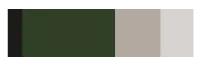 A bathroom colour palette swatch in black, deep forest green, taupe, and pale blush.
