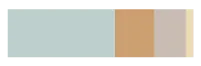 "Soft pastels for a light and airy feel" colour palette swatch in soft mint, tan, and pale grey.