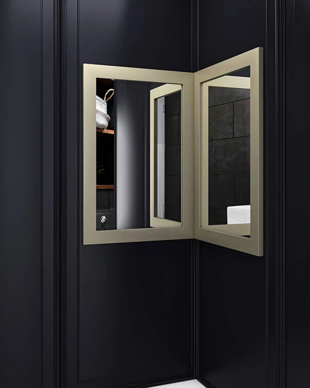 Folded corner mirror