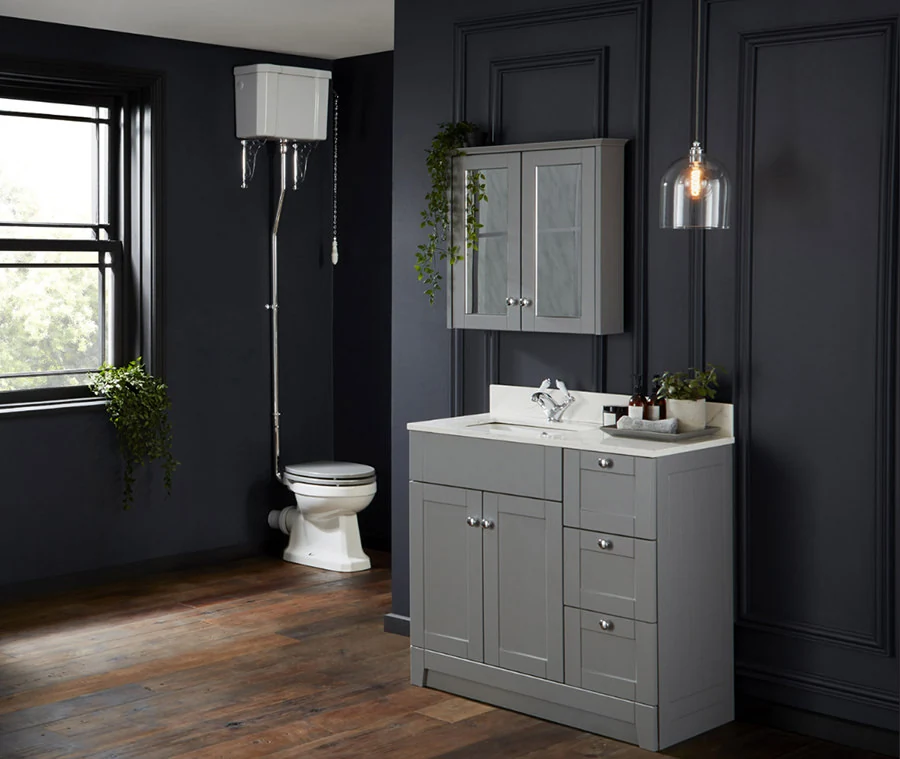 Grey Bathroom With a Touch of Blue