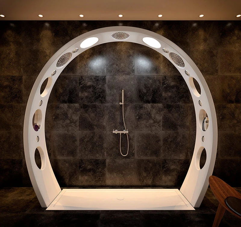 Grey Bathroom With Futuristic Shower