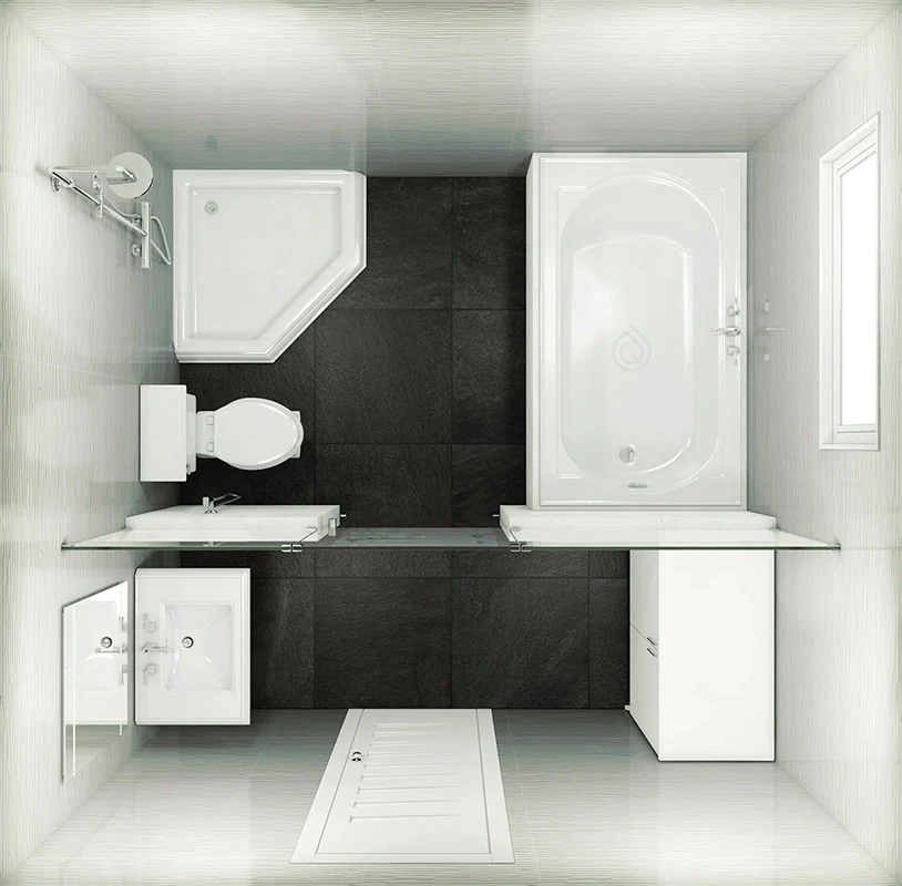 Square Medium Size Bathroom Layout