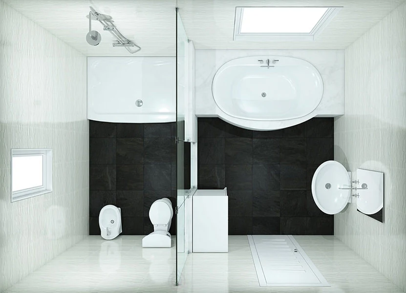 Rectangular Large Bathroom Layout