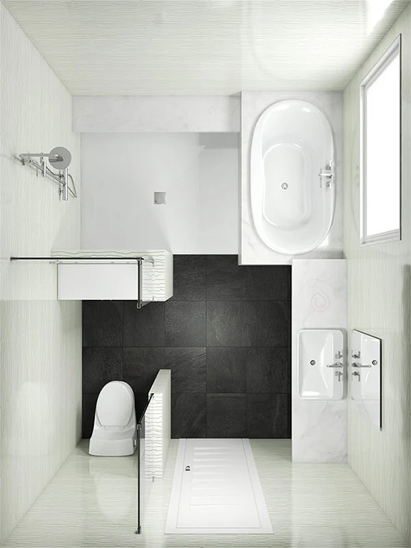 Rectangle Bathroom Layout with Shower Enclosure