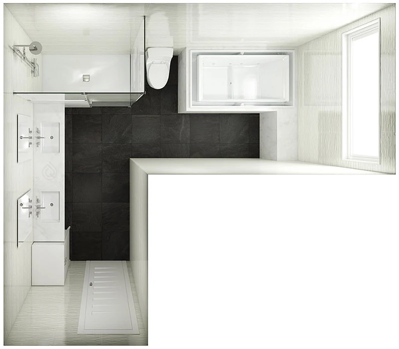L Shape Bathroom Layout