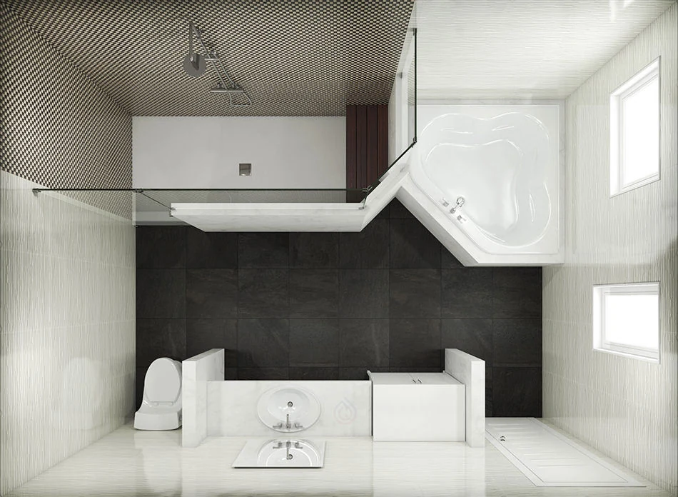 Large Bathroom Layout with Extra Large Shower Enclosure