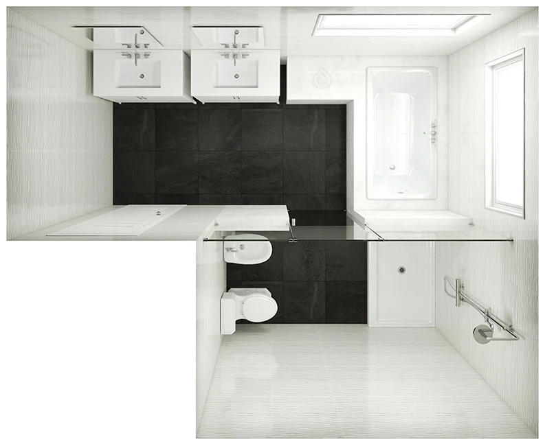 P Shape Bathroom Layout