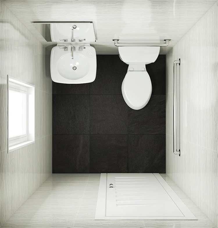 Cloakroom Layout with Close Coupled Toilet and Large Bathroom Sink