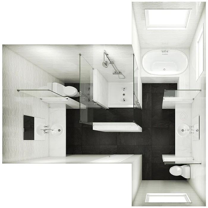 T Shape Bathroom Layout