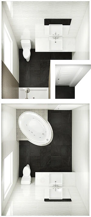 2 Bathroom Layout Side By Side