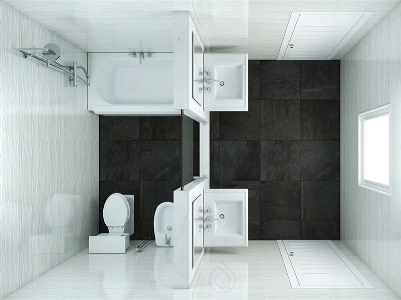 Small Bathroom Layout with Two Bathroom Sinks