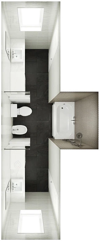 T Shape Bathroom Layout
