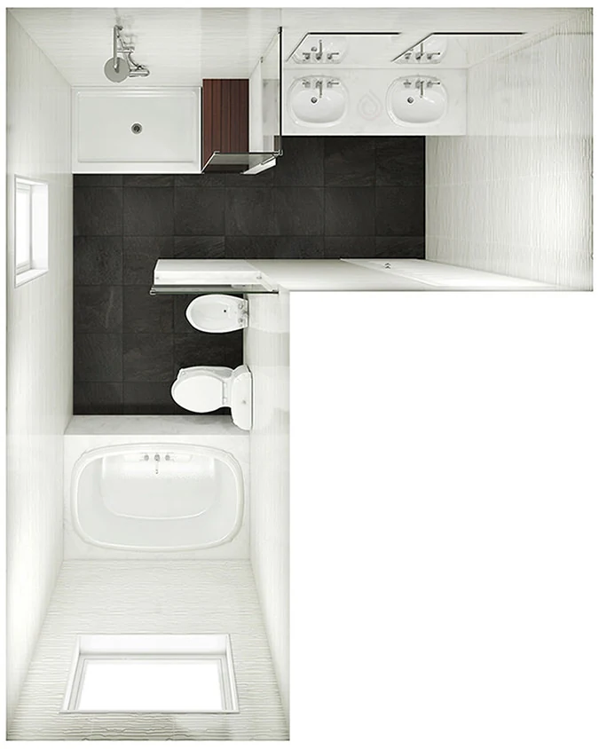 P Shape Bathroom Layout