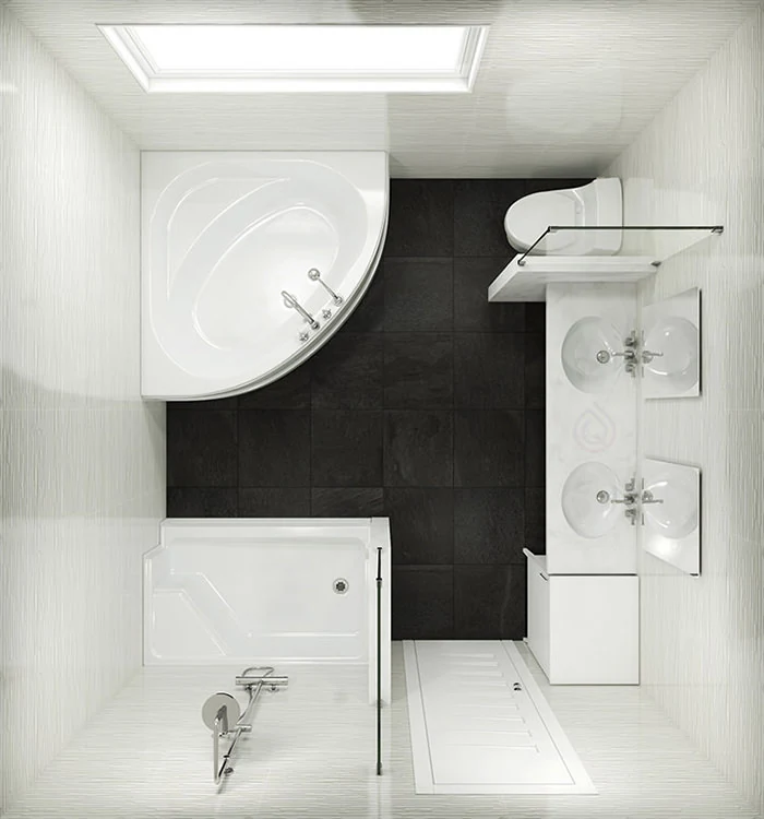 Standard Size Bathroom with Corner Bath