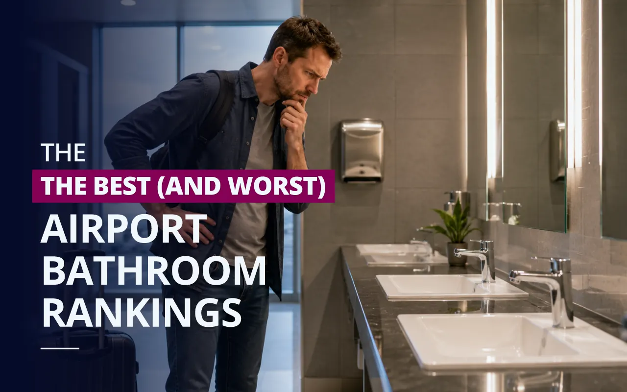 Header image for best and worst airport restrooms.