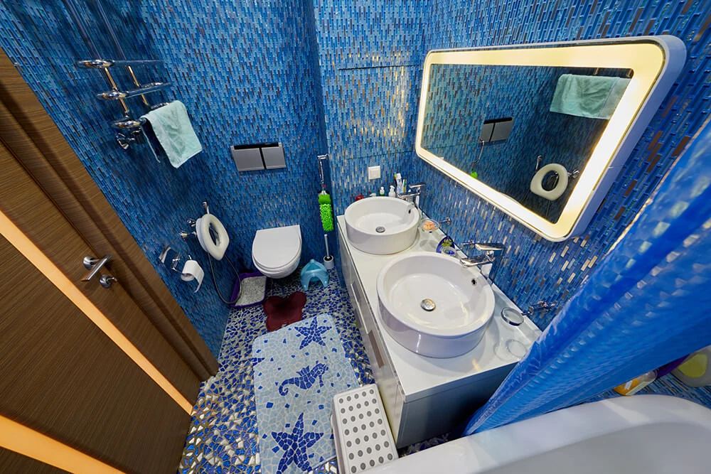 printed blue Moroccan tiles