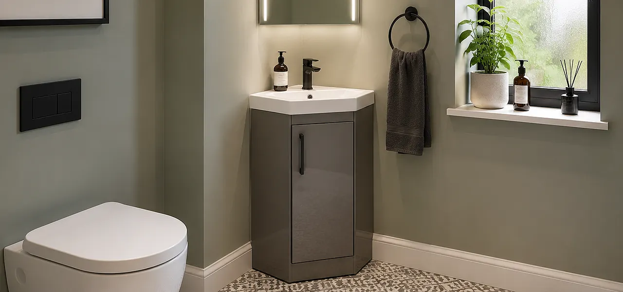 Corner Cloakroom Vanity Units