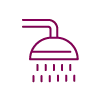 Fixed showerhead icon showing a wall-mounted shower spraying water downward.