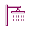 Rainfall showerhead icon showing a ceiling-mounted square shower head with vertical water streams.