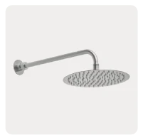 Stainless steel shower head with a clean silver finish and minimalist modern design.