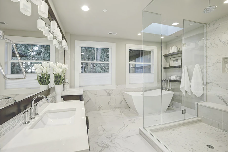 White Bathroom with Huge Wetroom