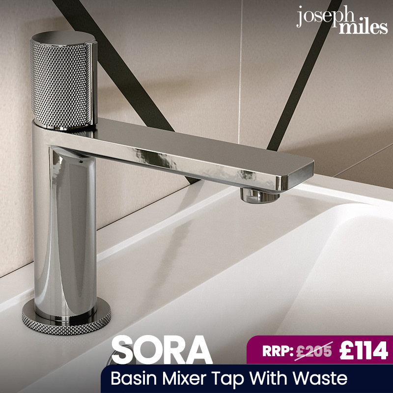 Joseph Miles Sora Knurled Knob Lever Chrome Mono Basin Mixer Tap with Sprung Waste