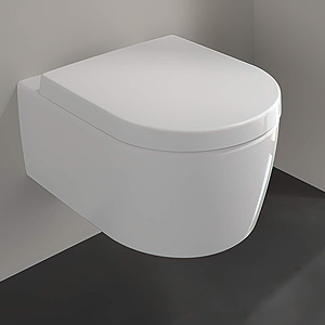 Villeroy And Boch Arto 370mm x 530mm Wall Mounted Rimless WC Pan With Seat And Cover