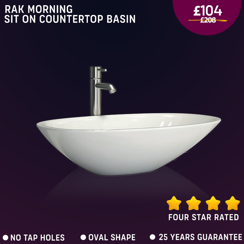 RAK Morning White 540mm Wide Sit-On Countertop Basin