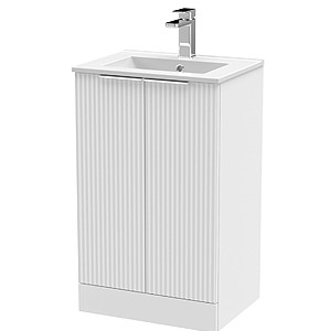 Hudson Reed Fluted Floor Standing 2 Door Vanity Unit And Basin