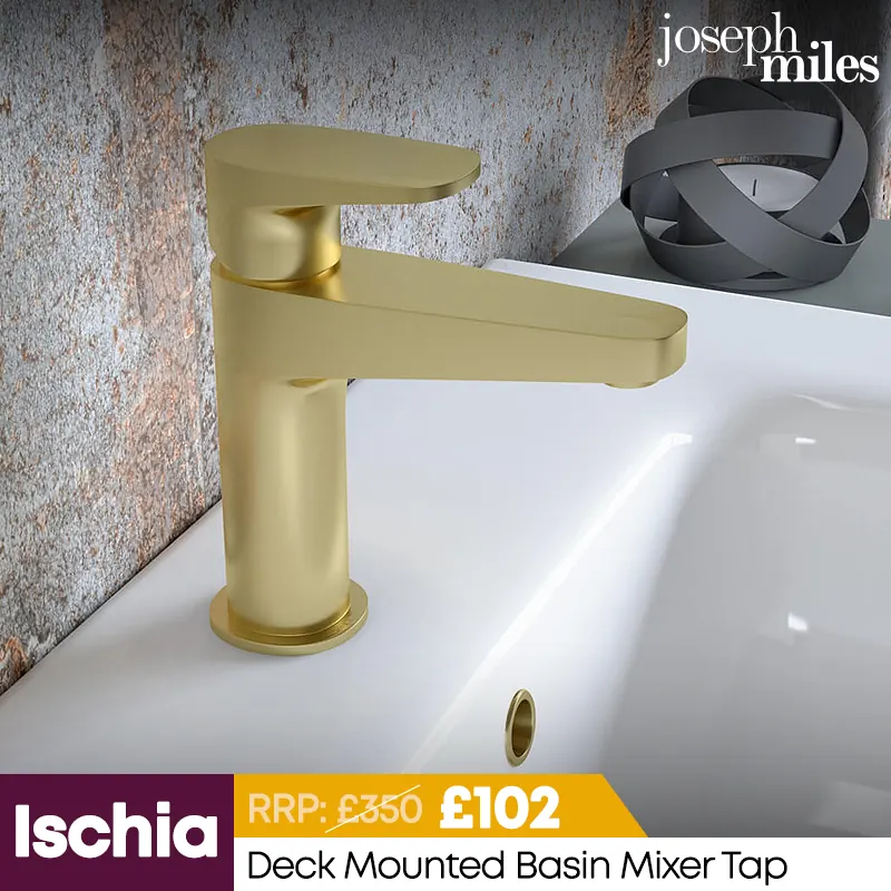 RAK Ischia Deck Mounted Chrome Basin Mixer Tap - Flat Lever Handle
