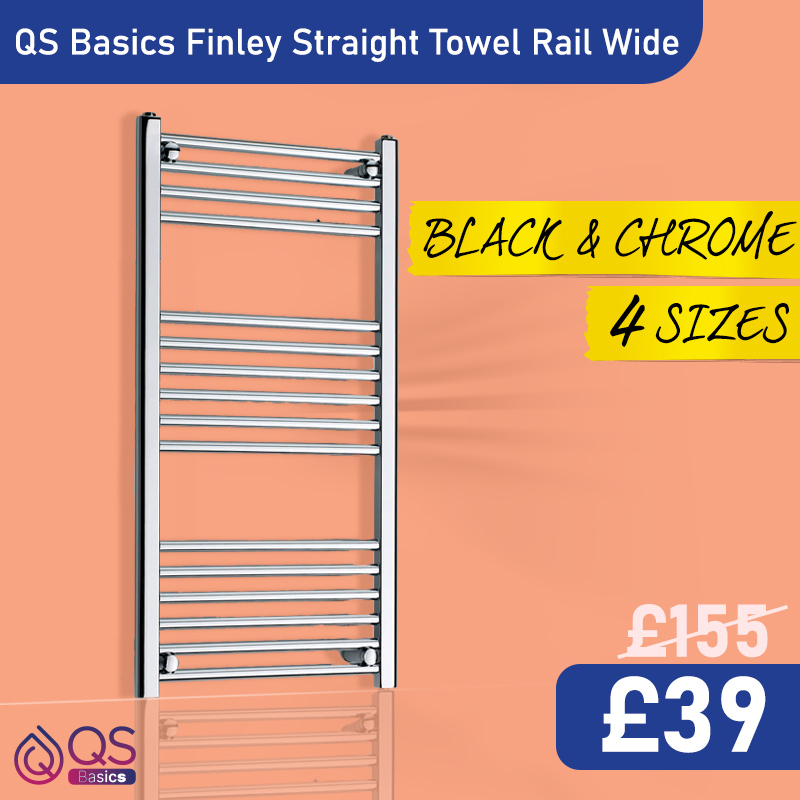 QS Basics Finley Straight Towel Rail 600mm Wide