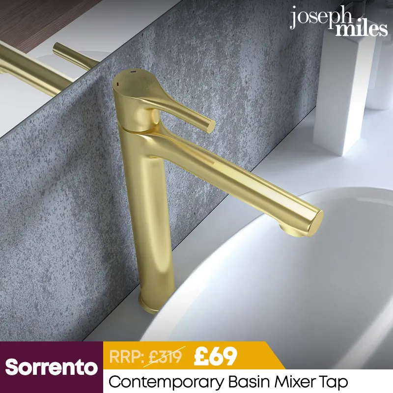 RAK Sorrento Contemporary Deck Mounted Basin Mixer Tap - Stick Lever Handle