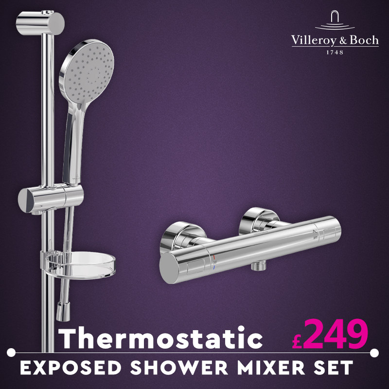 Villeroy And Boch Thermostatic Round Exposed Shower Mixer Set