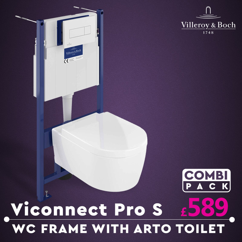 Villeroy And Boch Viconnect Pro S Toilet Frame with Arto Wall Mounted Toilet Combi-Pack